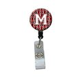 Carolines Treasures Letter M Football Cardinal and White Retractable Badge Reel CJ1082-MBR